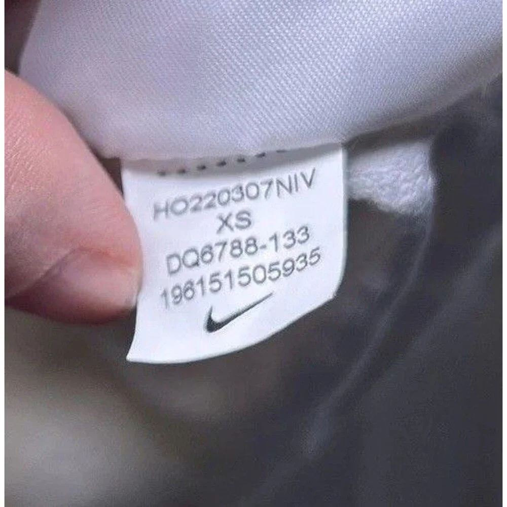 Nike Sweatshirt Women's XS White Herringbone Mock Neck Short Sleeve Terry Logo